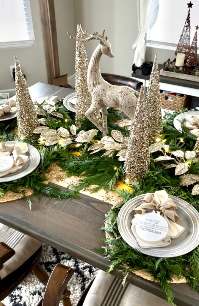 décoration table de Noël en rouge blanc botanic facile à réaliser